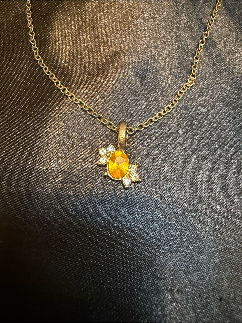 Gold-Tone Yellow Crystal Pendant Necklace